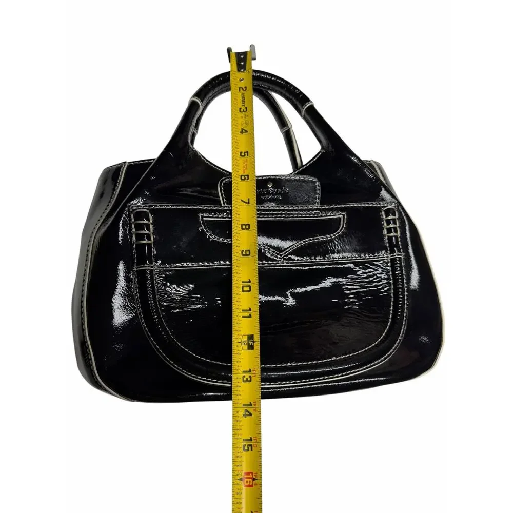 Kate Spade Black Patent Leather Pretty Penny Treesh Shoulder Handbag Large Purse